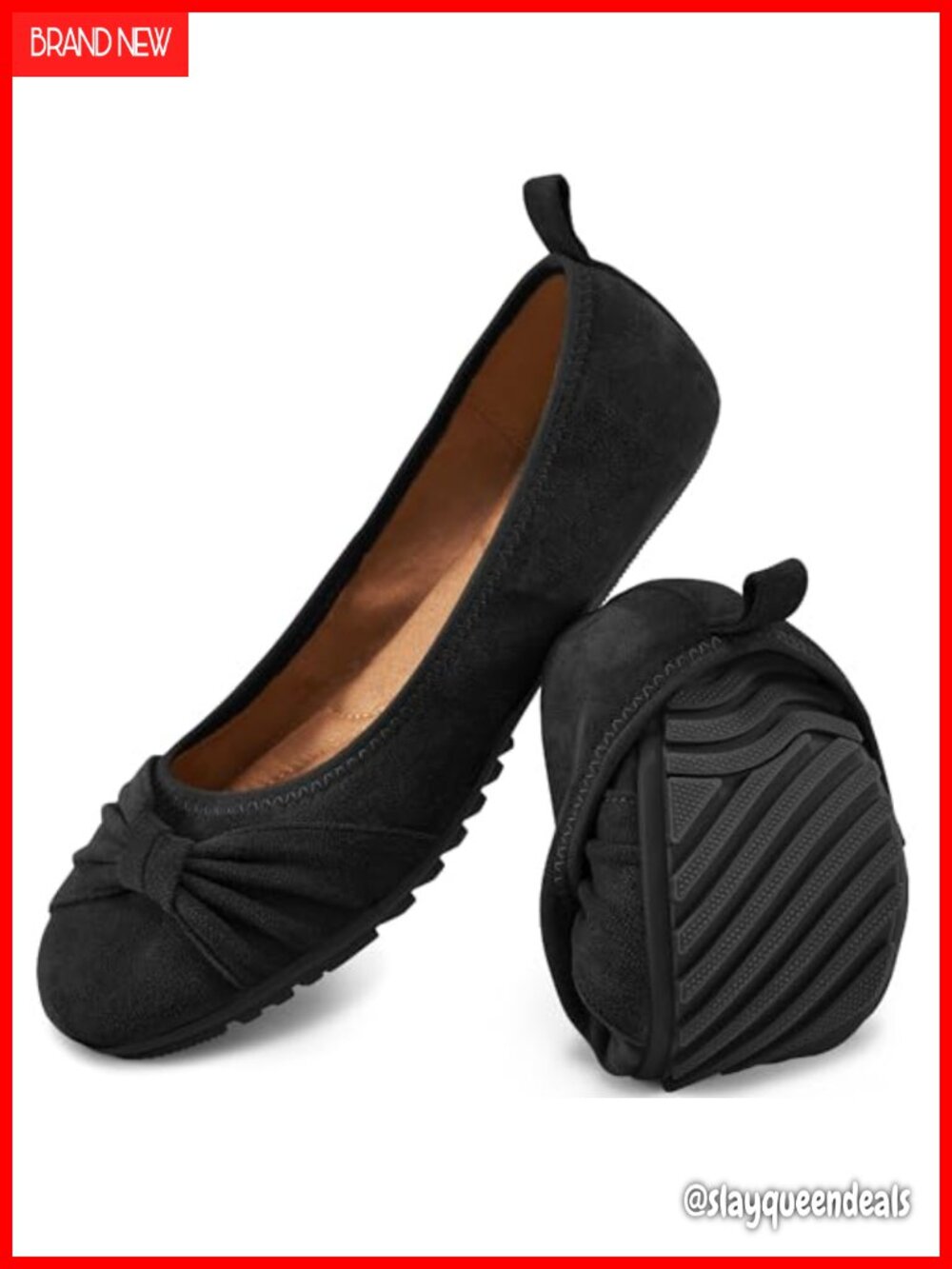 Ballet Flats Memory Foam Cushioned Slip-On Work Shoes Foldable Comfort